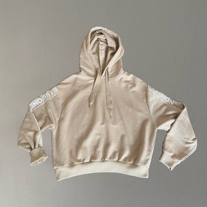 Beige Lightweight Cropped Hoodie